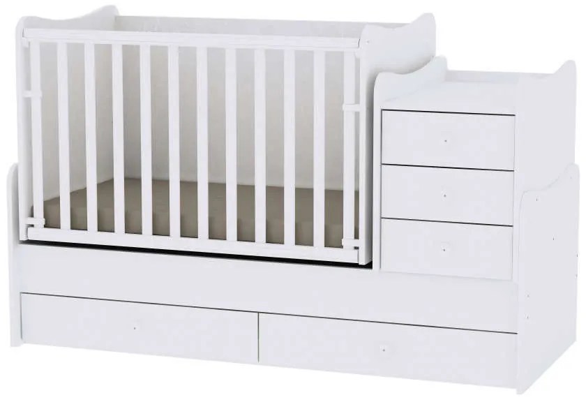 Lorelli Maxi Plus kombi Kiságy pelenkázó komóddal 60x110cm - fehér