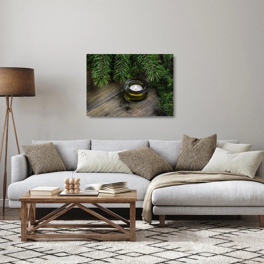 Kép - karácsonyi gyertya (üvegen) (70x50 cm)
