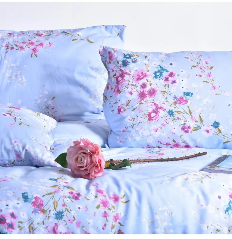 EMI Stela kék pamut ágyneműhuzat, Francia szett1 200x220 + 2x (70x90)