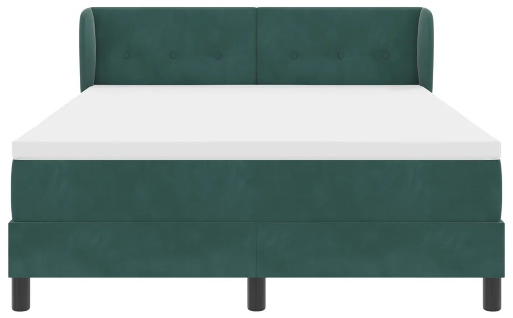 Boxspring Ágy Matraccal Sötét Zöld 140x190 cm Bársony