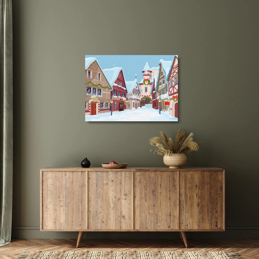 Kép - téli sikátor (üvegen) (70x50 cm)
