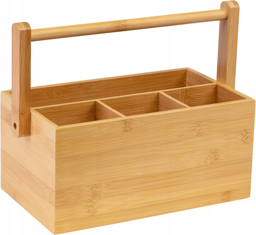 Tárolódoboz, bambusz, 4 rekesz