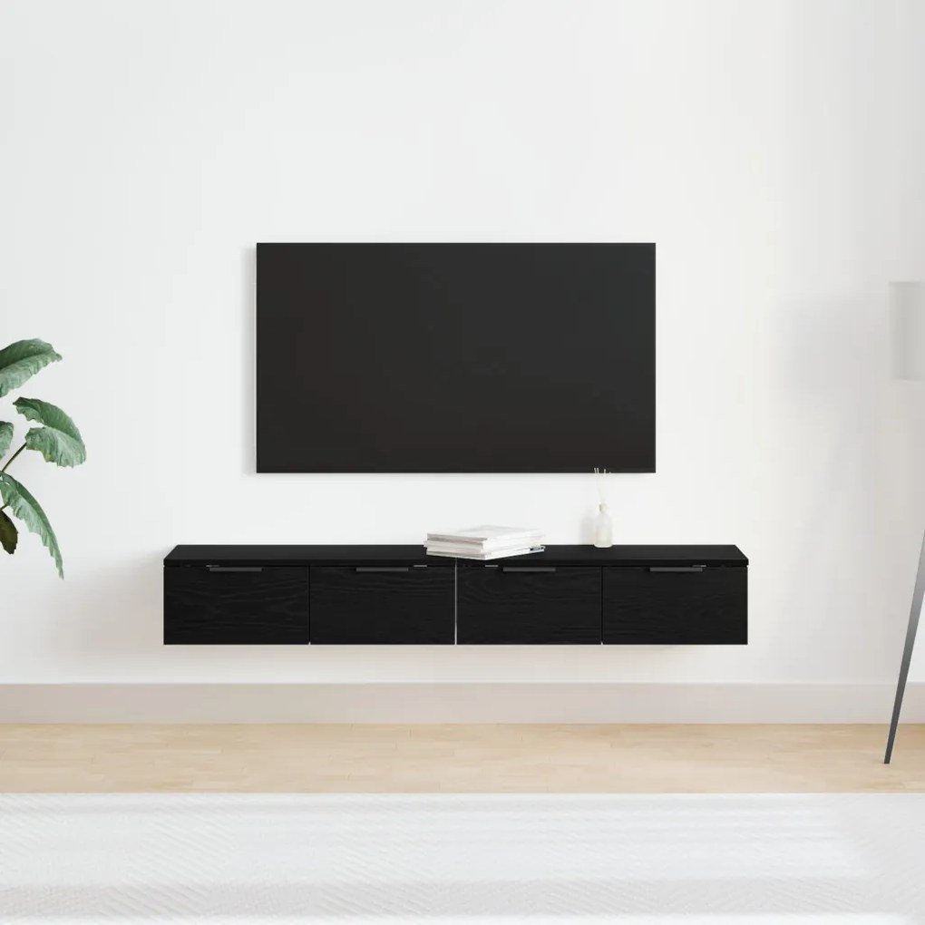 Fali Szekrények 2 db Fekete tölgy 68x30x20 cm Mérnöki Fa