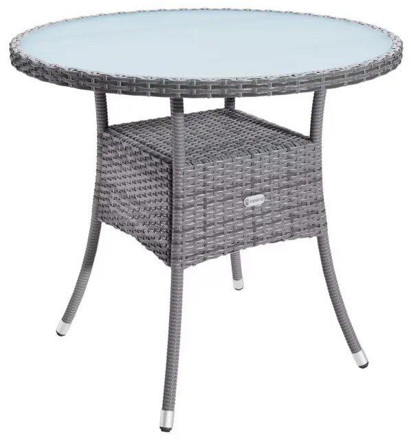 Deuba Rattan asztal Ø80 cm - szürke
