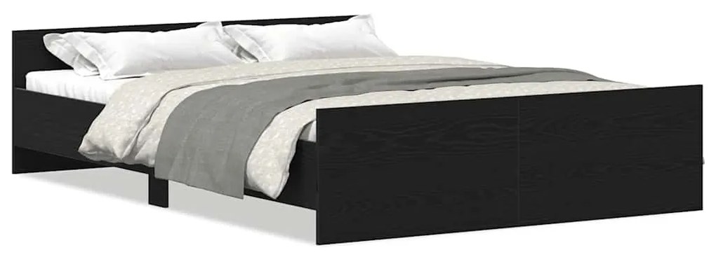 fekete tölgy színű szerelt fa ágykeret matrac nélkül 120x200 cm