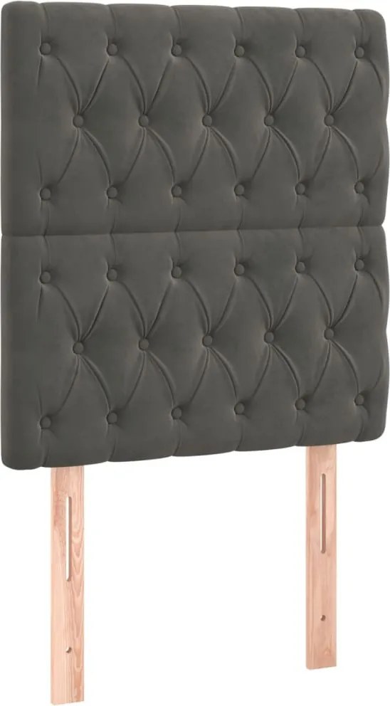 sötétszürke bársony fejtámla 80x7x118/128 cm