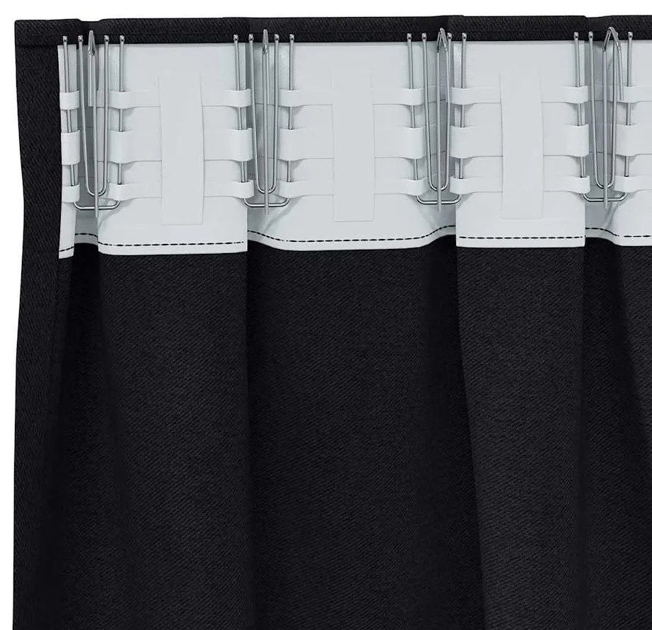 Függönyök függönyökkel 2 pcs Fekete 225x140cm Poliészter