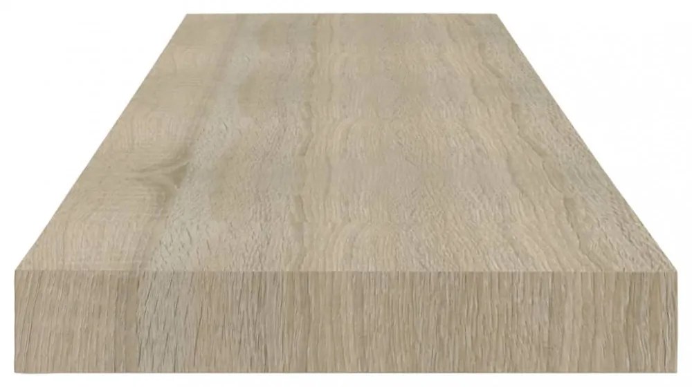 2 db tölgyszínű MDF lebegő fali polc 80 x 23,5 x 3,8 cm