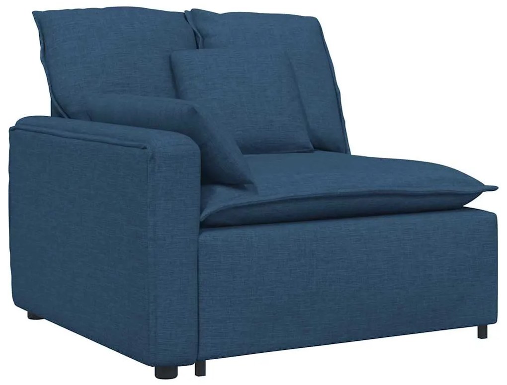 kék moduláris kanapé karfás végmodul párnákkal 100 cm