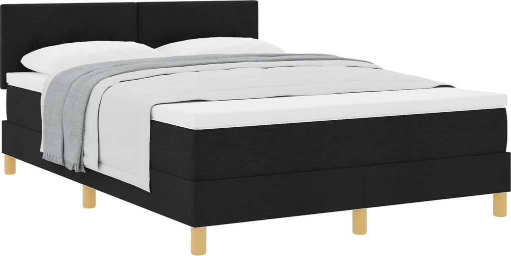 vidaXL Boxrugós ágy matracmal fejtámlával Fekete 160 x 200 cm szövet