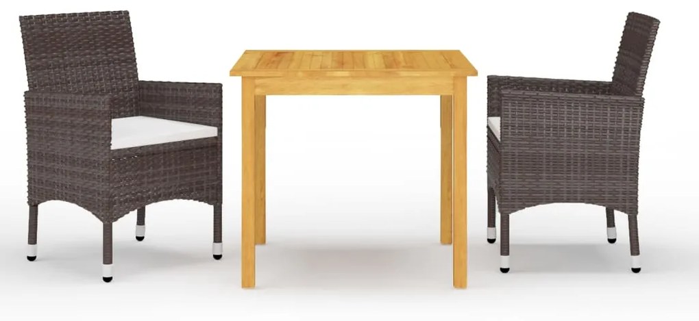 vidaXL 3 részes barna kerti étkezőgarnitúra