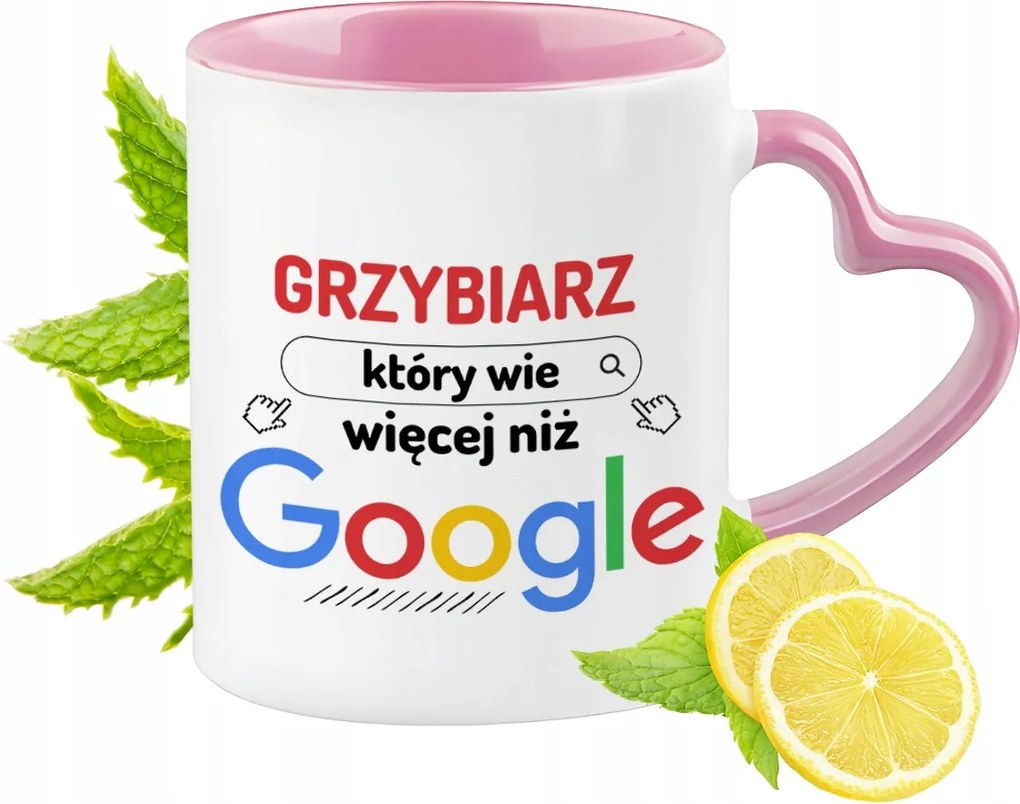 Gombász Bögre Rózsaszín Szív Alakú Füllel Kávé Ajándék