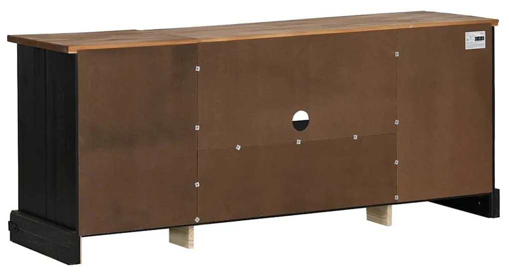 HALDEN fekete tömör fa TV szekrény 2 tolóajtóval 150x40x60 cm