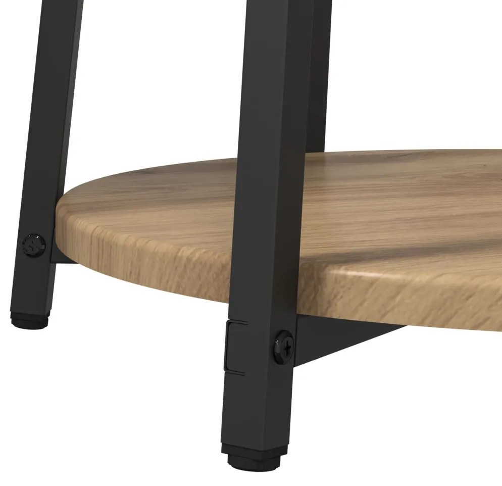 vidaXL Kisasztal készlet polcokkal 2 pcs Artisan tölgy és fekete