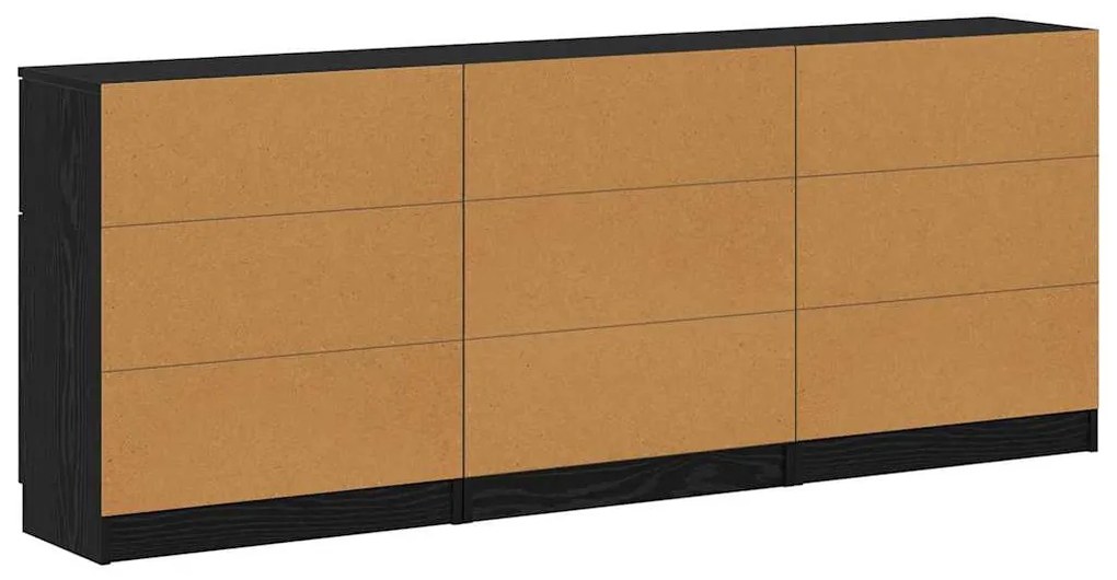 Széf fiókkal 3 pcs Musta tammi 60 x 30 x 70 cm Faanyag