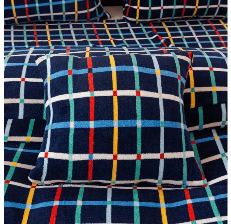 Mikroplüss ágyneműhuzat GRID sötétkék Ágyneműhuzat mérete: 2 db 70 x 90 cm | 200 x 220 cm