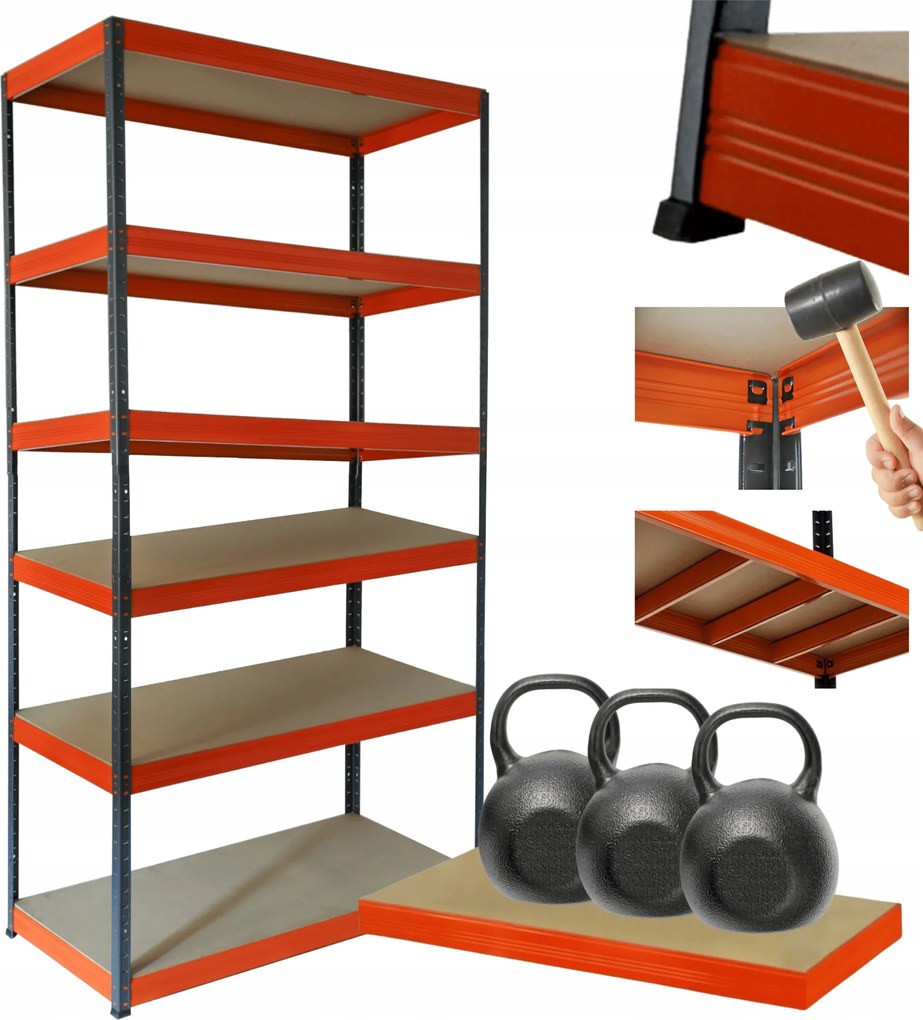 Helios fém tároló állvány 196x120x35cm 6Px350kg Erős Lengyel