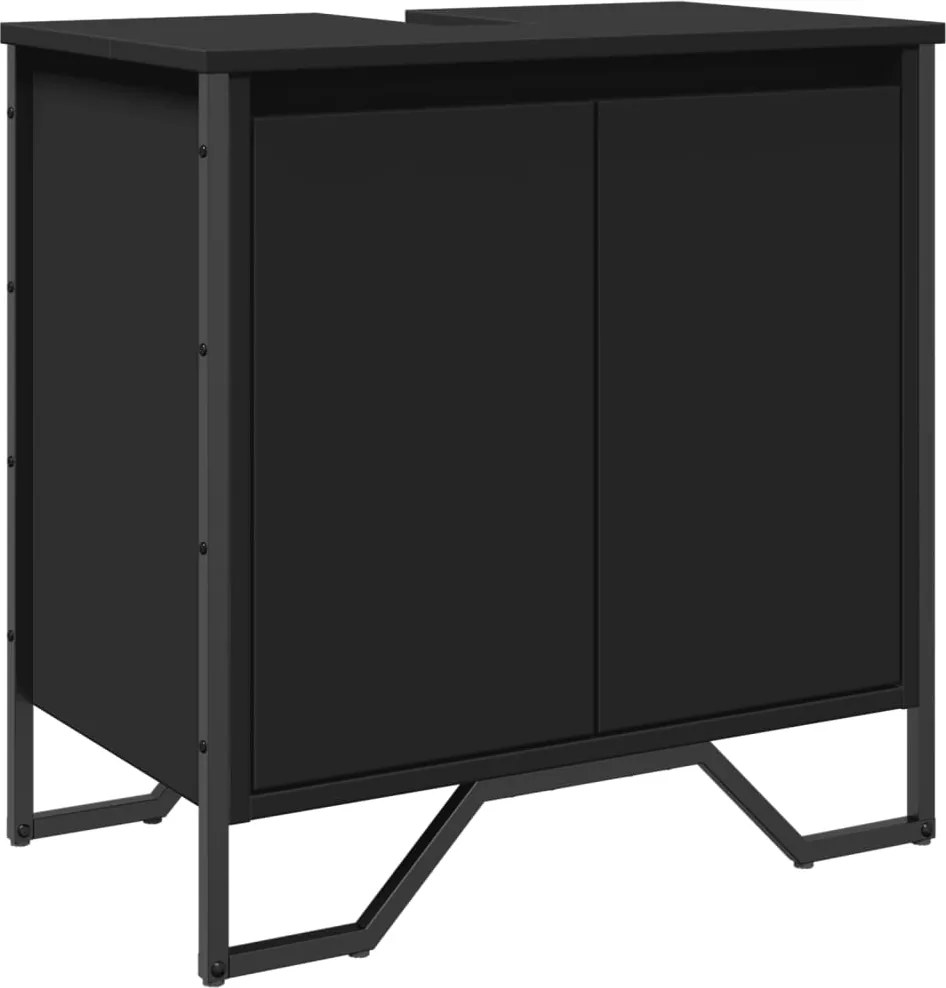 vidaXL fekete szerelt fa fürdőszobai mosdószekrény 60 x 35 x 60 cm