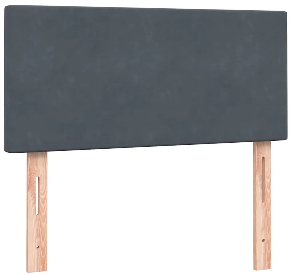 sötétszürke bársony rugós ágy matraccal 80x210 cm