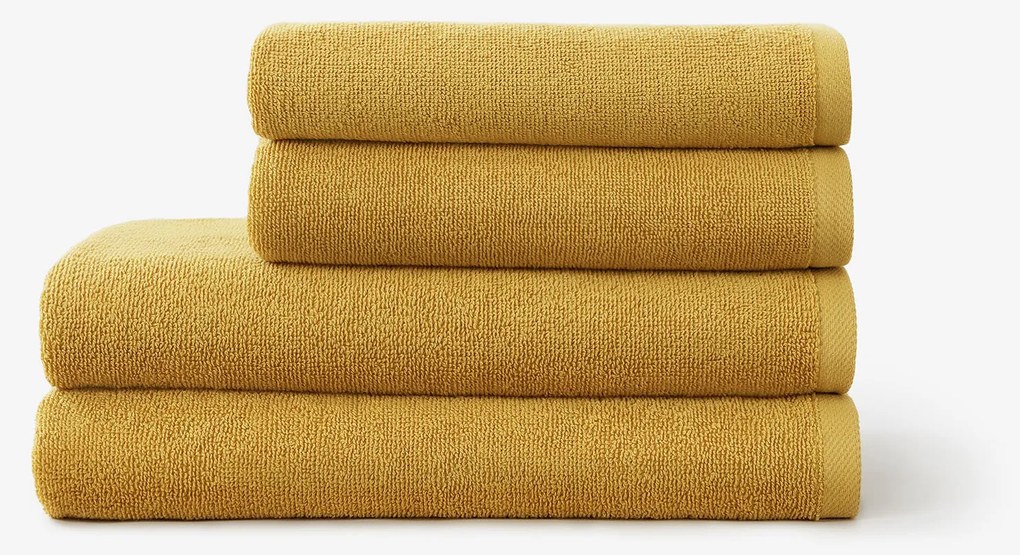 Goldea bordűr nélküli frottír törölköző és fürdőlepedő soft – mustárszínű 70 x 140 cm