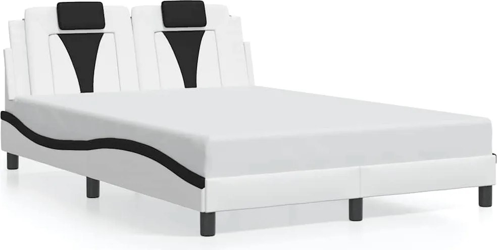 vidaXL fehér és fekete műbőr ágykeret Viana matrac nélkül 140 x 190 cm