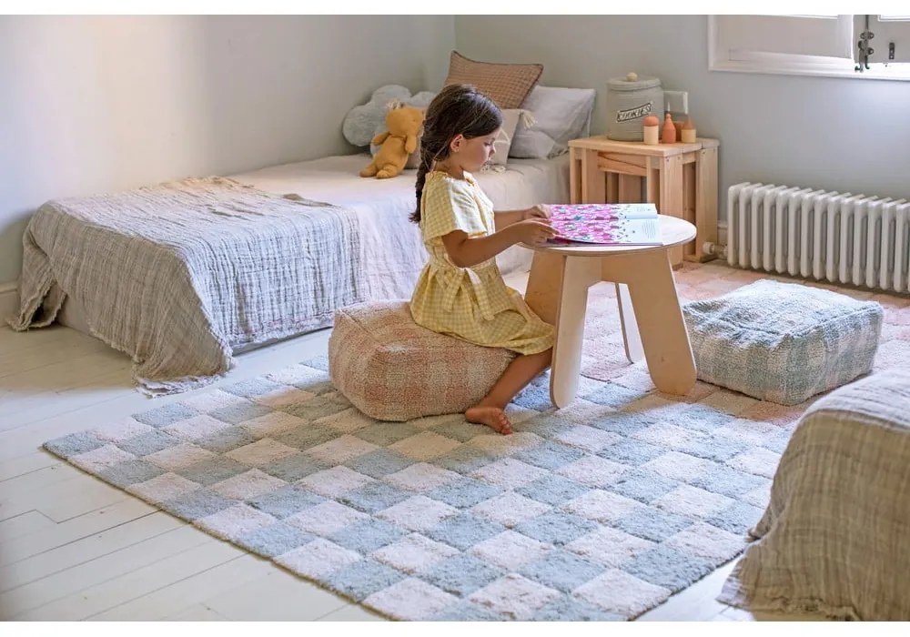 Világos rózsaszín-krémszínű mosható kézi szövésű pamut szőnyeg 120x160 cm Kitchen Tiles Rose – Lorena Canals