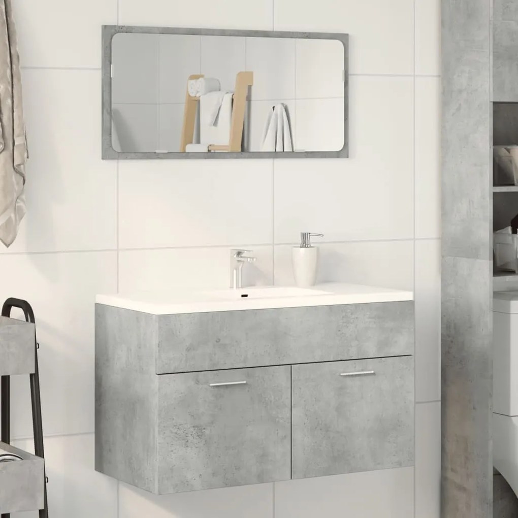 betonszürke szerelt fa fürdőszobai mosdószekrény 90x38,5x46 cm