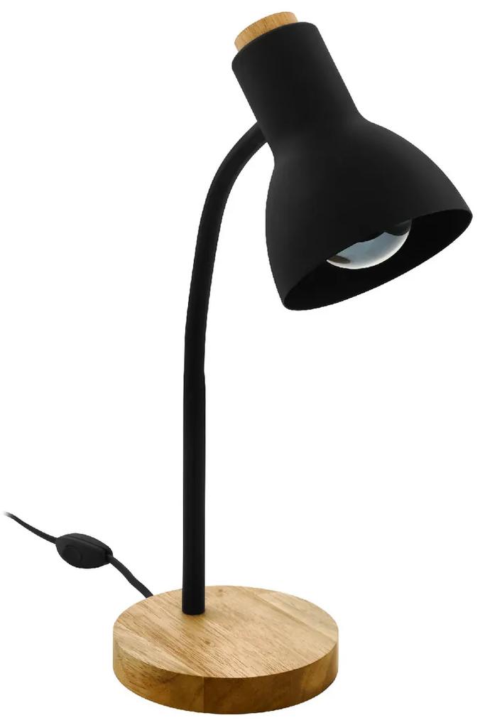 Eglo 98831 Veradal asztali lámpa, íróasztali lámpa, fa lámpatalp, fekete, E27 foglalattal, max. 1x40W, IP20