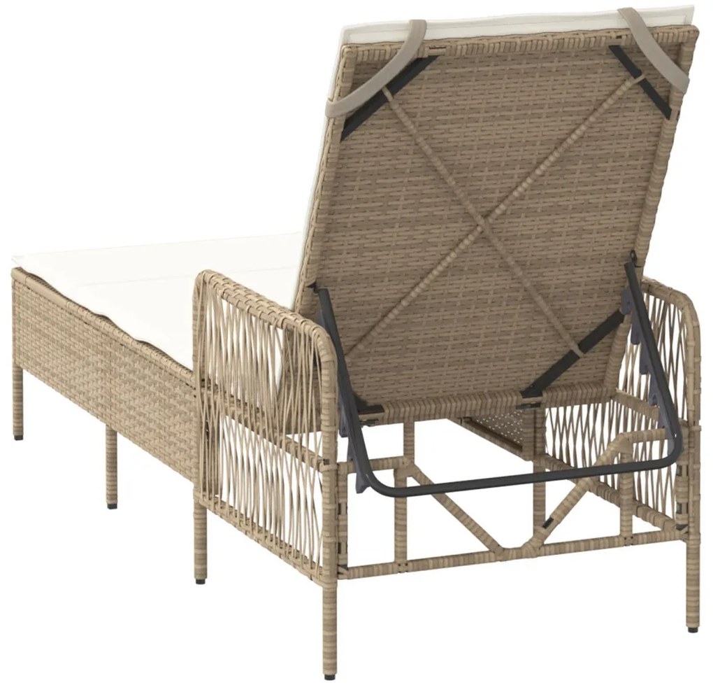Napozóágy Bézs és krém színű PE Rattan 157 x 55 x 92 cm