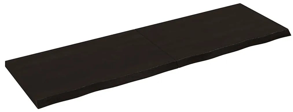 sötétbarna kezelt tömör fa fürdőszobai pult 160x50x(2-4) cm