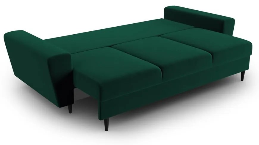 Zöld bársony kinyitható tárolóhelyes kanapé 235 cm Kyoto – Cosmopolitan Design