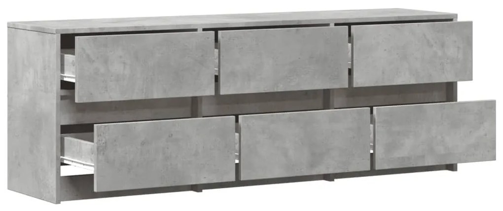 betonszürke szerelt fa TV-szekrény LED-ekkel 140 x 34 x 50 cm