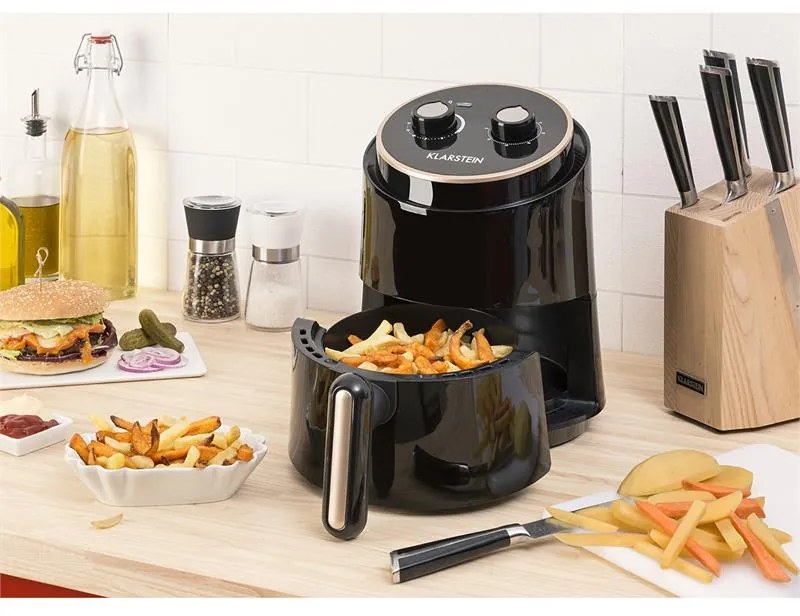 Wel Air Fry, meleglevegős olajsütő, 1230W, biztosíték a túlforrósodás ellen, 1,5 l, fekete