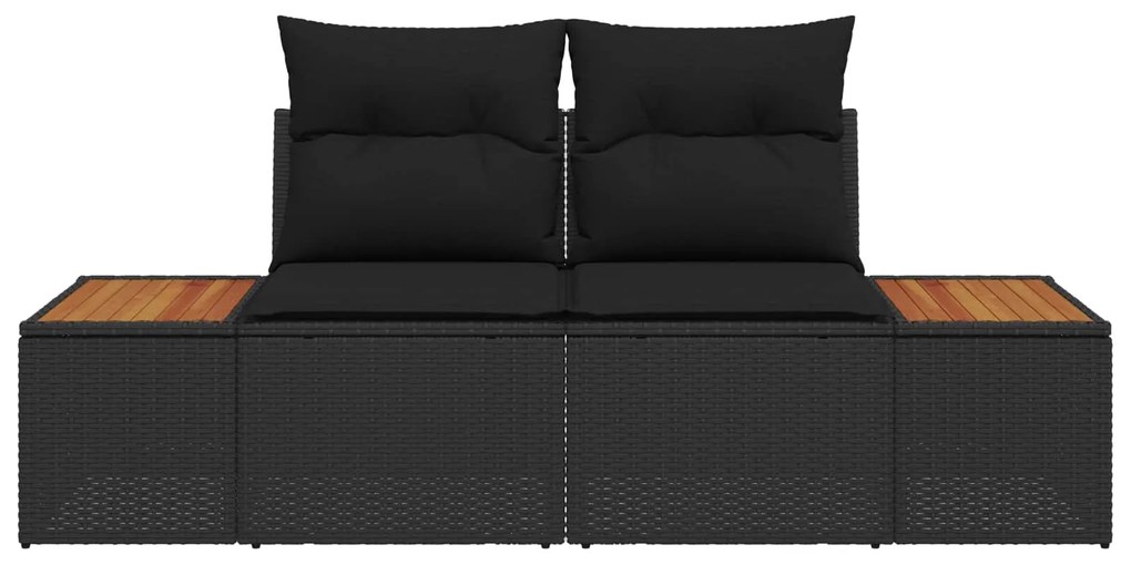 vidaXL Kerti kanapé Fekete 184 x 62 x 85cm polirattan