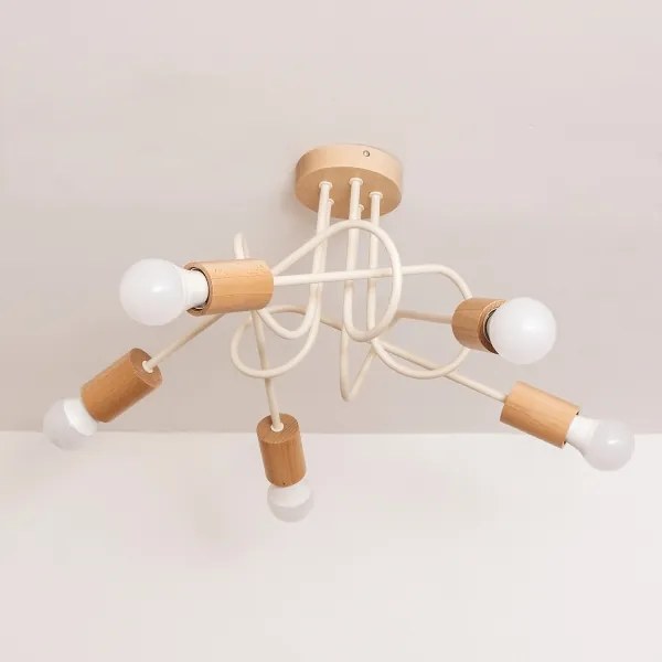 Felületre szerelhető csillár OXFORD 5xE27/15W/230V fenyő/krémszínű