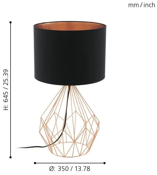 Eglo 95185 - Asztali lámpa PEDREGAL 1xE27/60W/230V