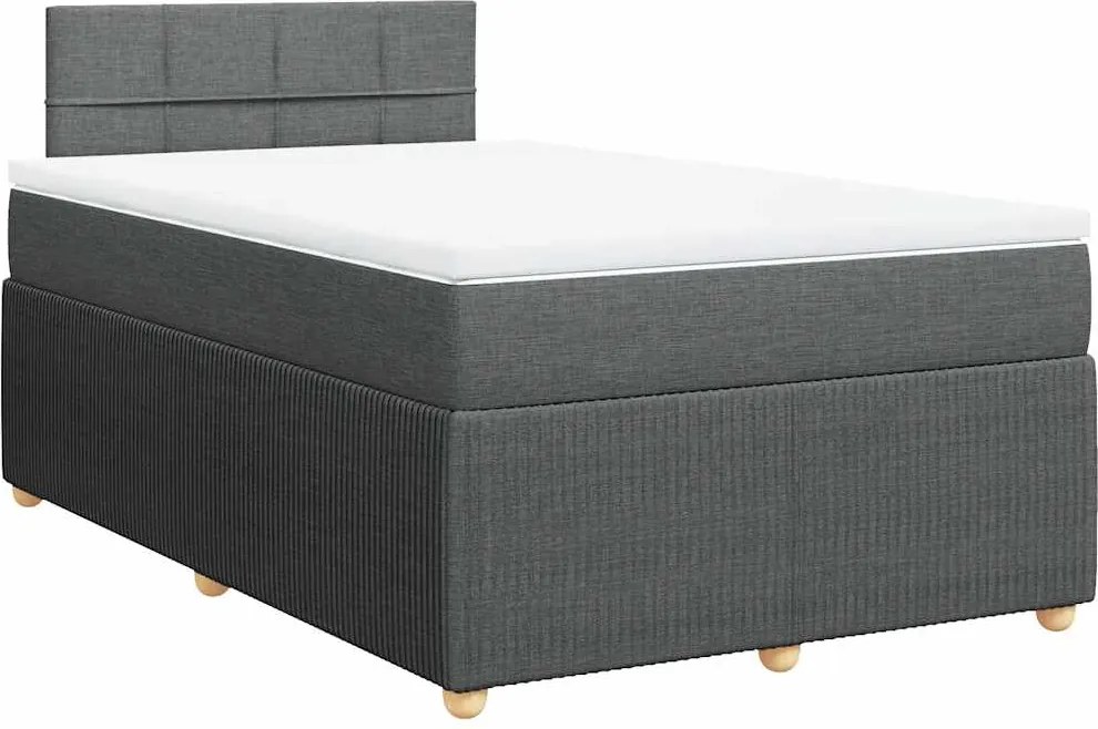 vidaXL sötétszürke szövet rugós ágy matraccal 120 x 200 cm