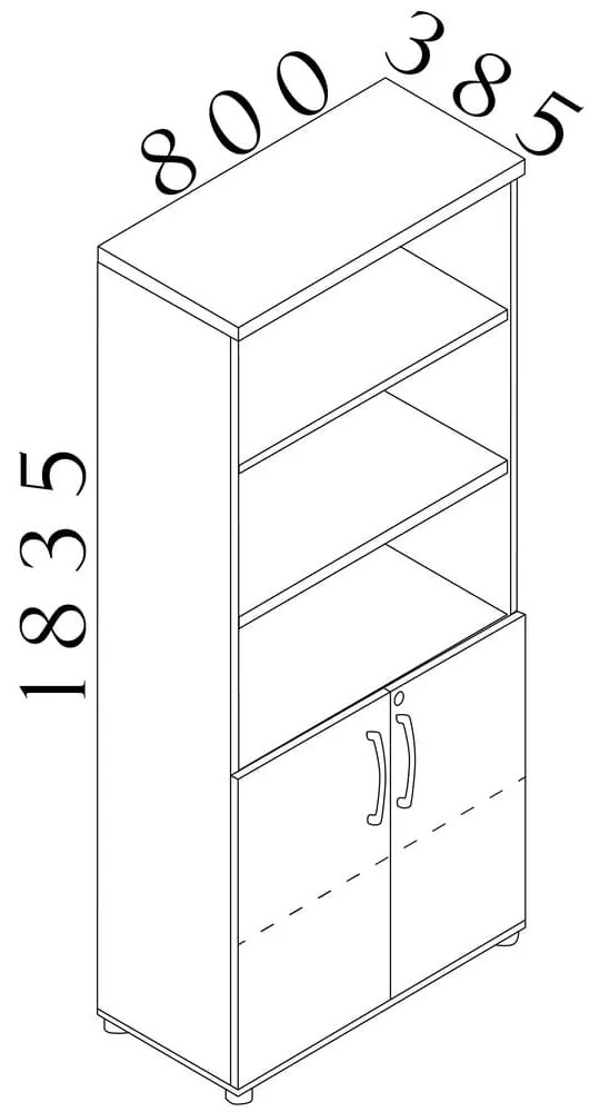 Magas szekrény Visio LUX 80 x 38,5 x 183,5 cm, tölgy