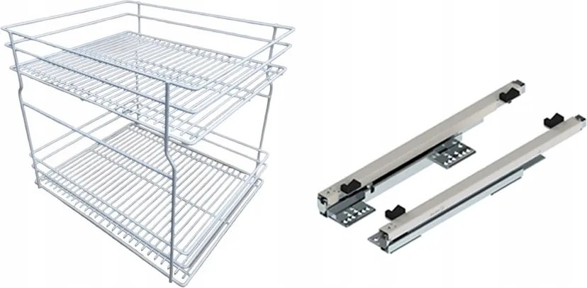 Cargo kosár alsó szekrényhez 60cm 600 Fehér 2p csendes ház Rejs csuklópánttal