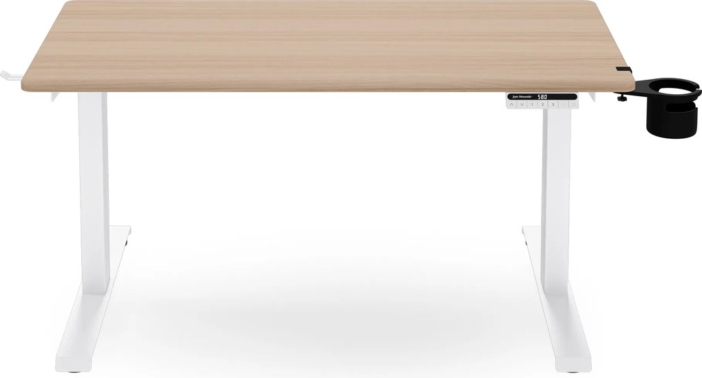 Elektromos, állítható magasságú, ergonomikus, fehér/sonoma tölgy íróasztal,1200x600 mm: ARIA