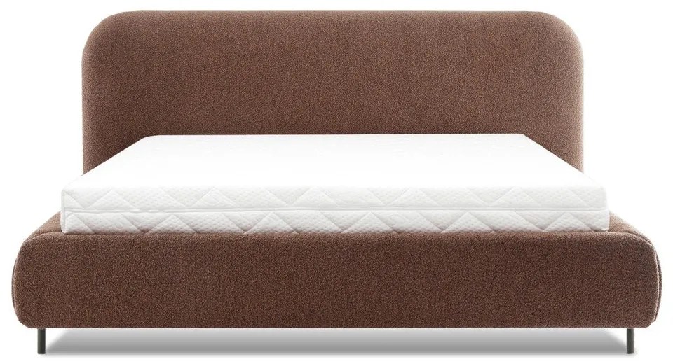 Terrakotta színű kárpitozott ágyneműtartós franciaágy ágyráccsal 160x200 cm Pointt – ELTAP