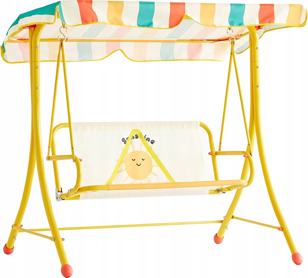 Kerti Hinta Gyerekeknek Dupla 117x73x107 CM, Szabadon Álló Napellenzővel