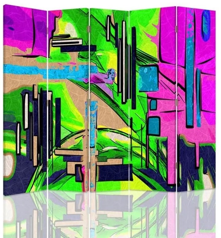 Gario Paraván Absztrakt tájkép Méret: 180 x 170 cm, Kivitelezés: Forgó paraván 360°