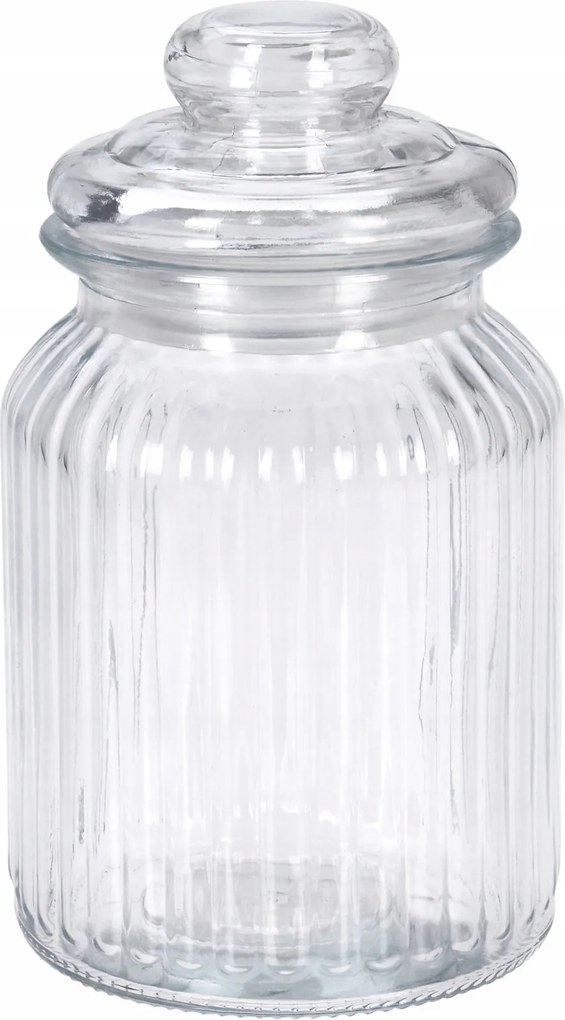 Üveg Tároló Fedéllel Átlátszó 750 ml Bordázott Üveg