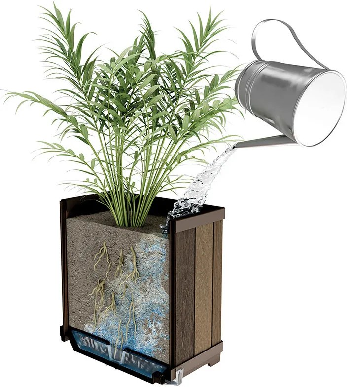 Deco szögletes magasított műanyag virágláda 74 L