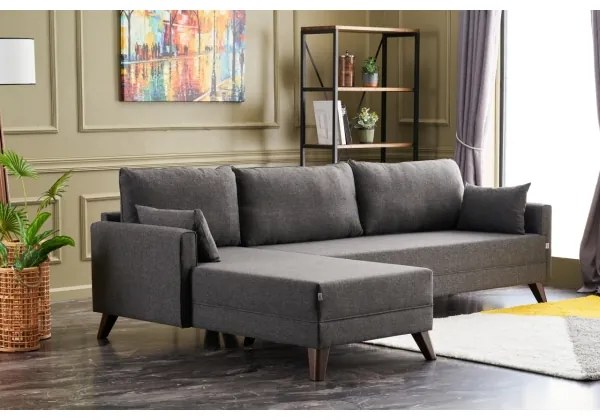 RIGA L-alakú sarokkanapé, antracit, balos kivitel