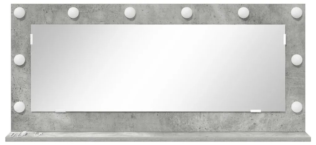 LED világítással ellátott tükör Betonszürke 100x45x18 cm