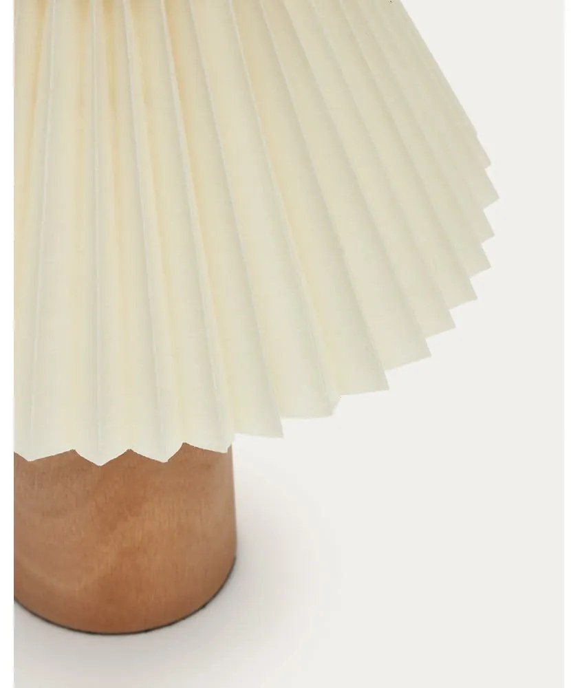 Bézs-natúr színű kaucsukfa asztali lámpa textil búrával (magasság 33 cm) Benicarlo – Kave Home