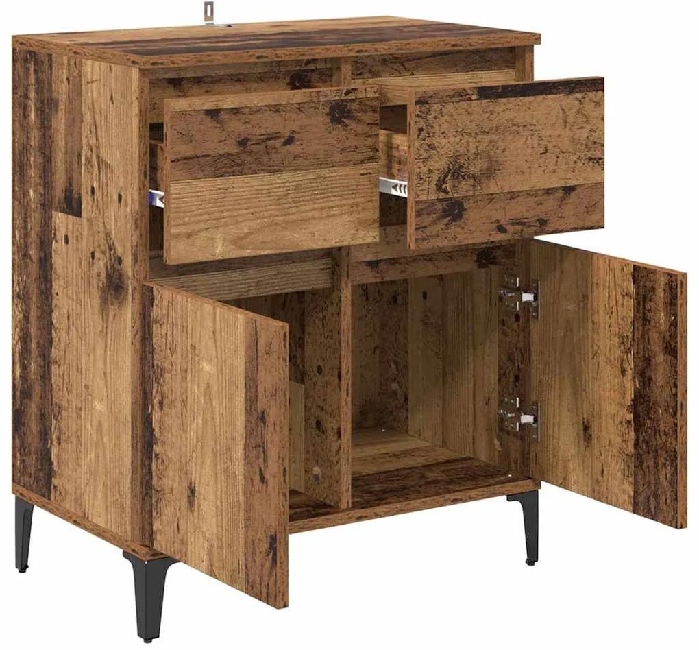 Széf fiókkal Öreg fa 60 x 35 x 70 cm Műszaki fa és vas