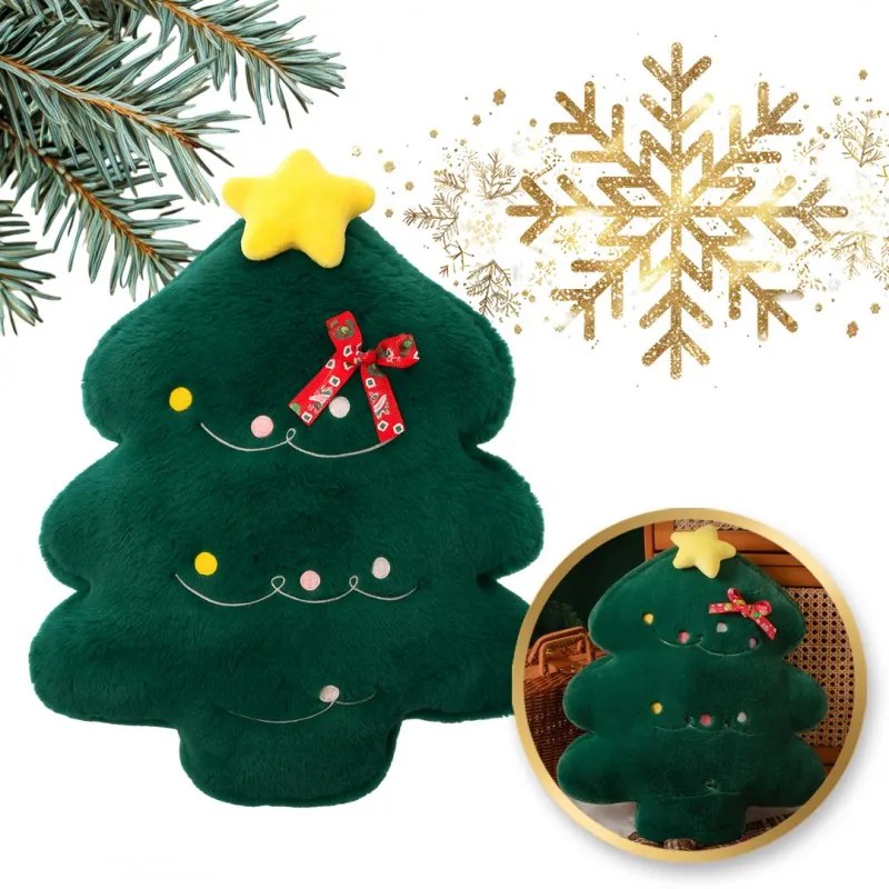 Bársonyos díszpárna fenyőfa alakban MERRYLY, zöld